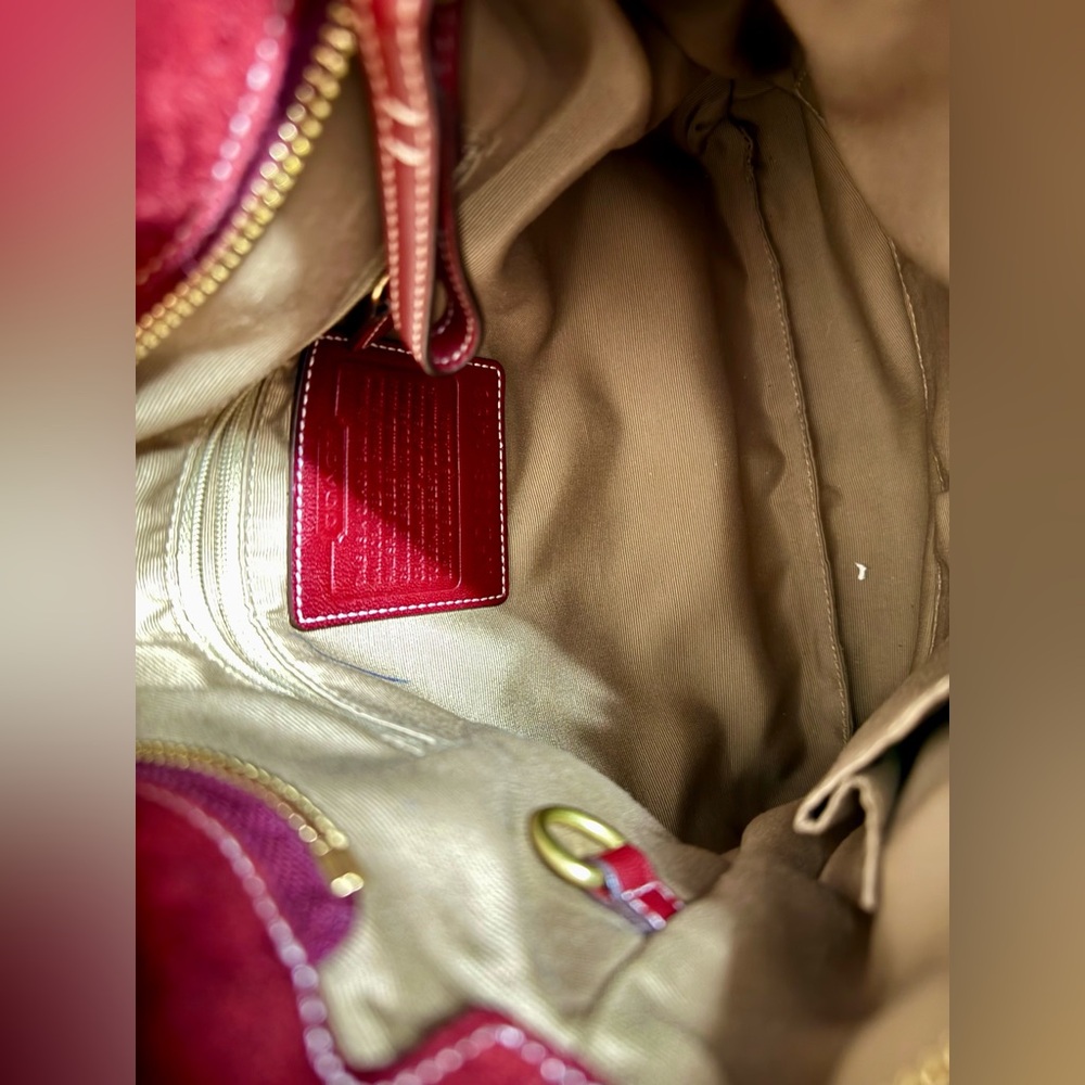 Coach Red Suede Shoulder Bag - Picture 9 of 10